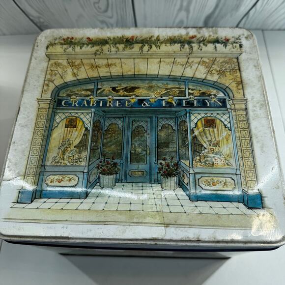 Vintage 1985 Crabtree and Evelyn Octagon Tin Farm Horse Chicken Tall Round - Picture 1 of 9